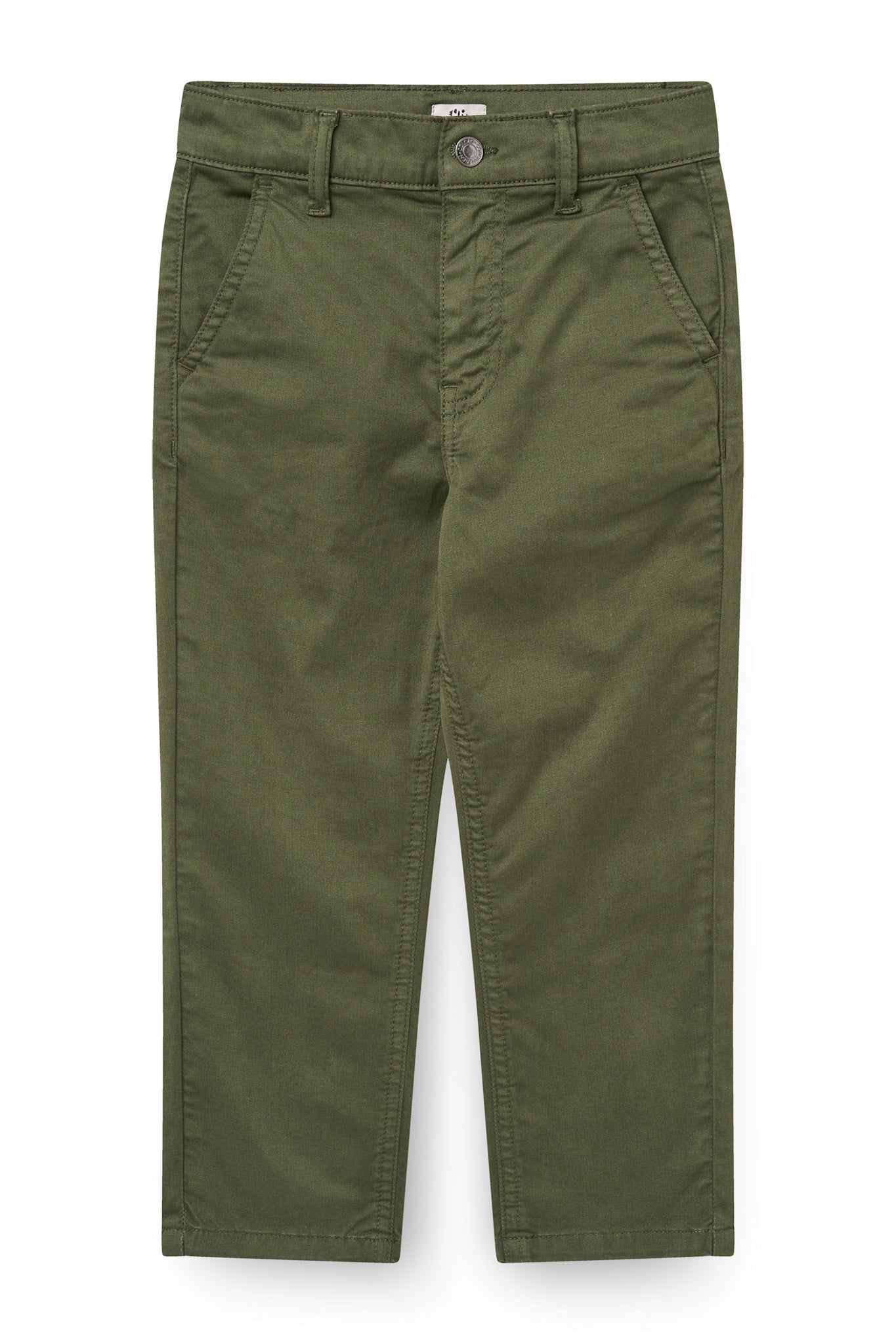 Copenhagen Colors Silky Twill Chino Pants with Stretch in Dark Green — kids' stretch twill chinos