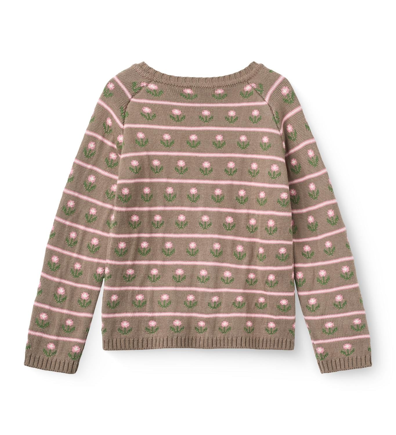 Copenhagen Colors Knitted Flower Pattern Cardigan in Walnut Flower, alternate view