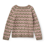 Copenhagen Colors Knitted Flower Pattern Cardigan in Walnut Flower, alternate view