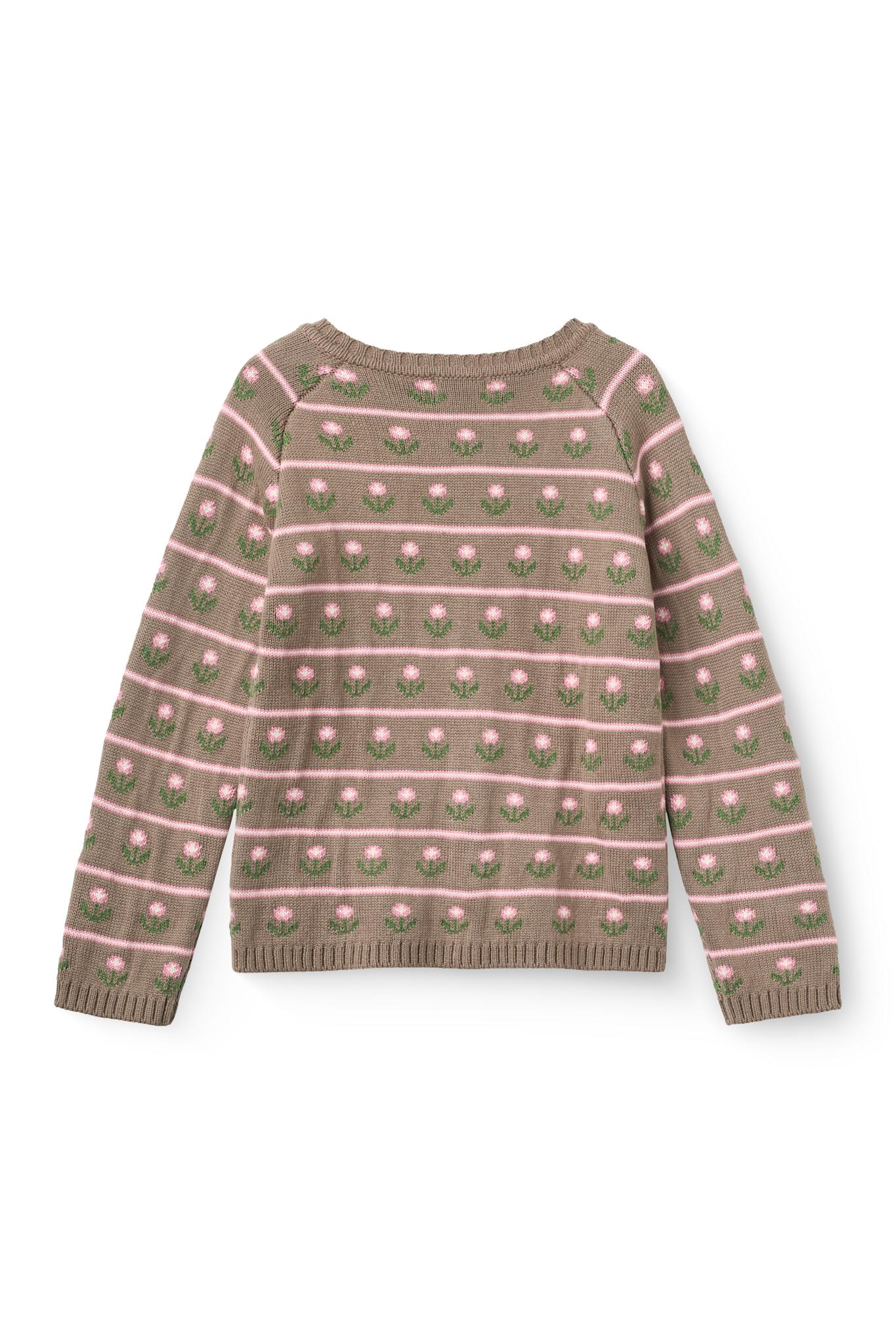 Copenhagen Colors Knitted Flower Pattern Cardigan in Walnut Flower, alternate view