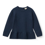 Copenhagen Colors Merino Knitted Frill Blouse in Navy — merino wool knit blouse with frill detail for girls
