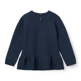 Copenhagen Colors Merino Knitted Frill Blouse in Navy, alternate view