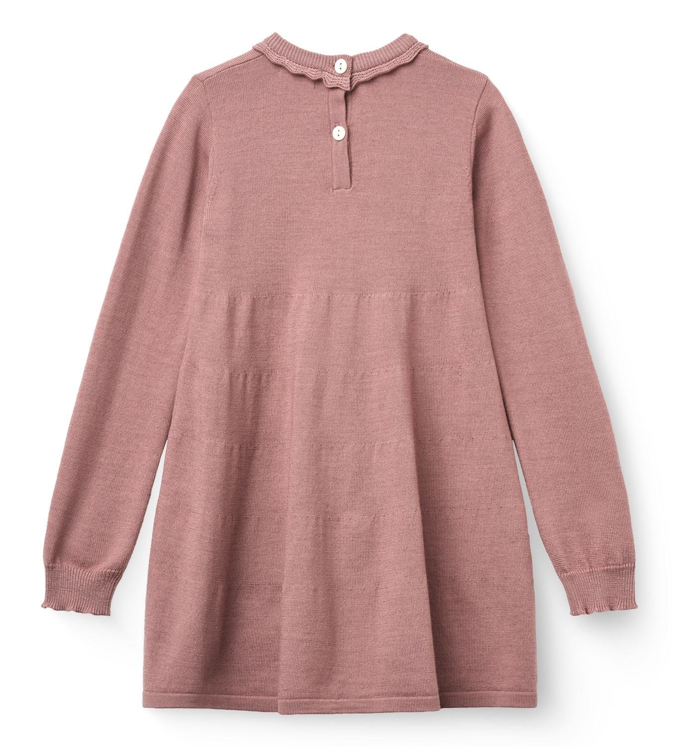 Copenhagen Colors Classic Merino Dress with Deco Neck in Winter Rose, alternate view