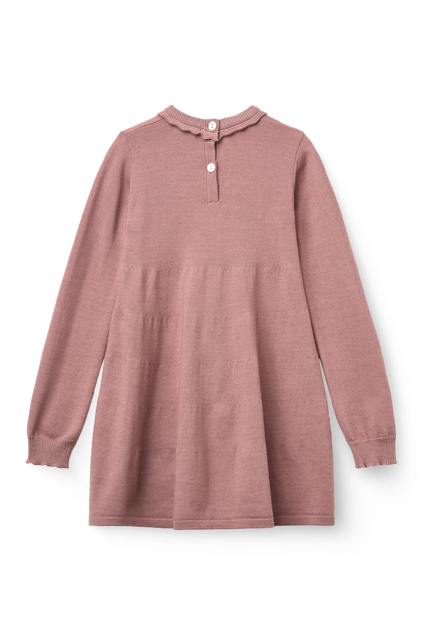 Copenhagen Colors Classic Merino Dress with Deco Neck in Winter Rose, alternate view