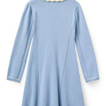 Copenhagen Colors Long Sleeve Knitted Peplum Dress in Endless Blue Comb, alternate view