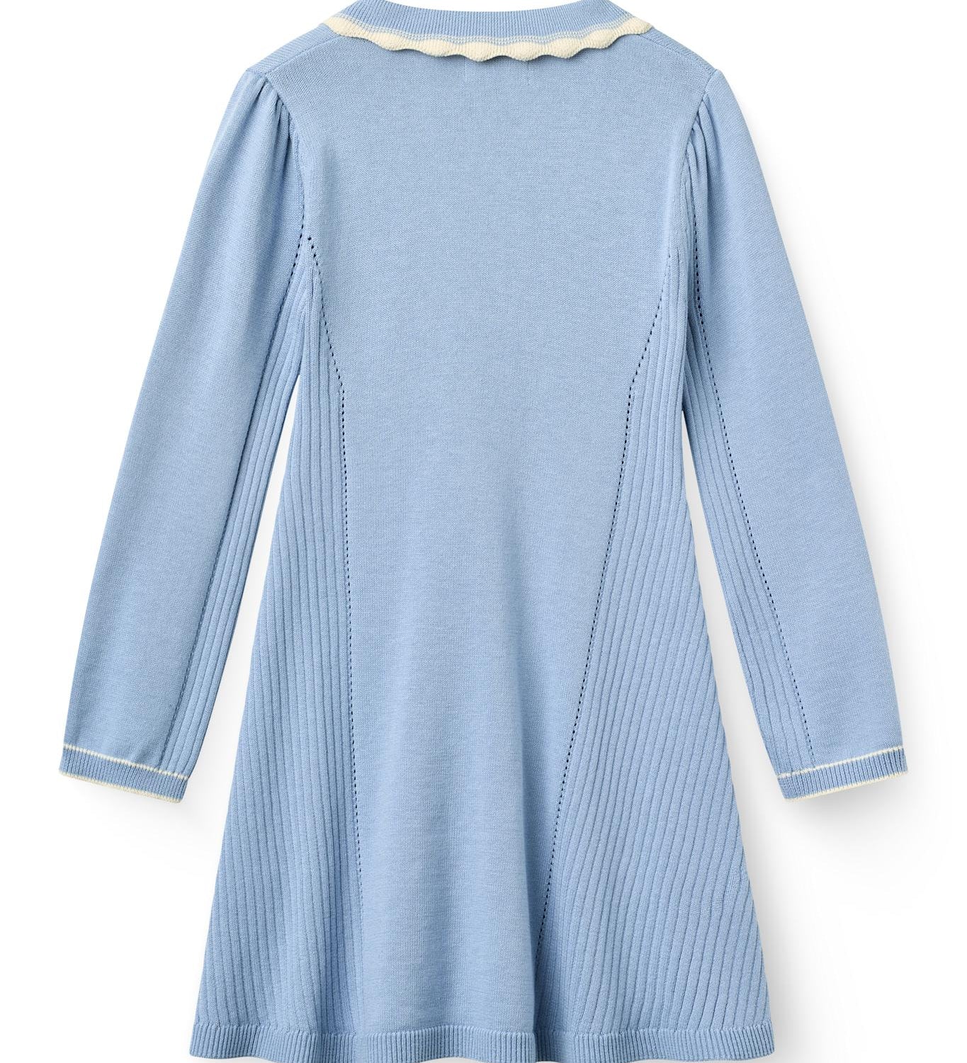 Copenhagen Colors Long Sleeve Knitted Peplum Dress in Endless Blue Comb, alternate view