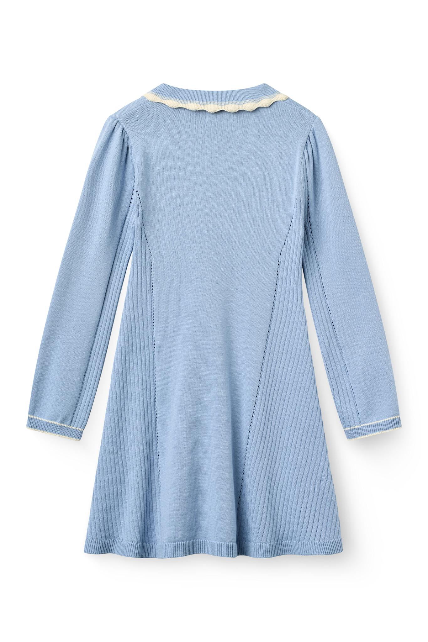 Copenhagen Colors Long Sleeve Knitted Peplum Dress in Endless Blue Comb, alternate view