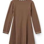 Copenhagen Colors Long Sleeve Knitted Peplum Dress in Walnut Comb, alternate view