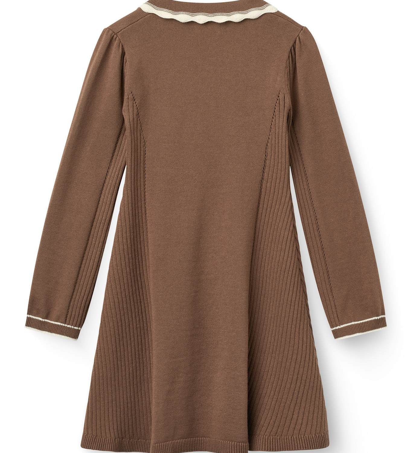 Copenhagen Colors Long Sleeve Knitted Peplum Dress in Walnut Comb, alternate view