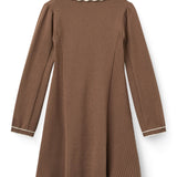 Copenhagen Colors Long Sleeve Knitted Peplum Dress in Walnut Comb, alternate view