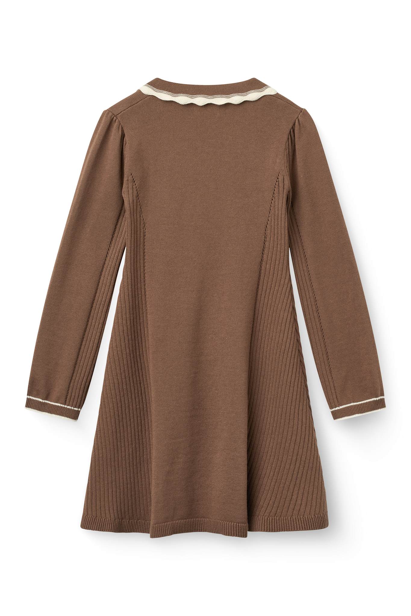 Copenhagen Colors Long Sleeve Knitted Peplum Dress in Walnut Comb, alternate view