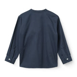 Copenhagen Colors Twill Shirt with Mandarin Collar in Navy, alternate view