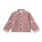 Copenhagen Colors Checkered Quilted Jacket with Embroidery in Winter Rose Check Comb — girls' quilted check jacket