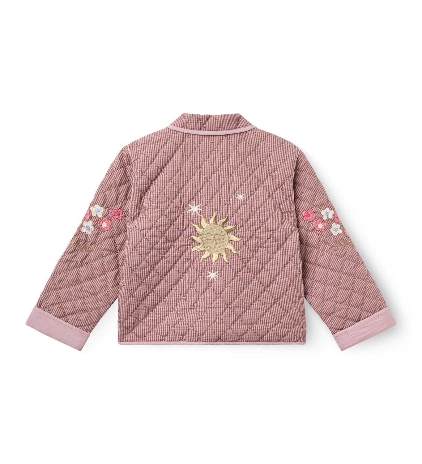 Copenhagen Colors Checkered Quilted Jacket with Embroidery in Winter Rose Check Comb, alternate view
