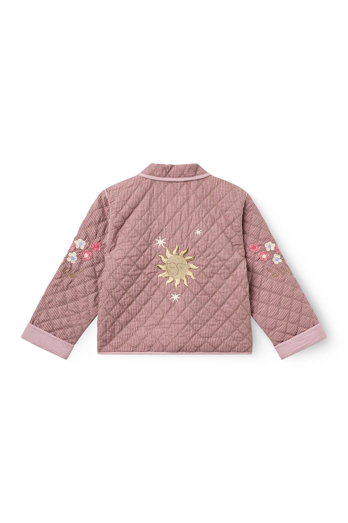 Copenhagen Colors Checkered Quilted Jacket with Embroidery in Winter Rose Check Comb, alternate view
