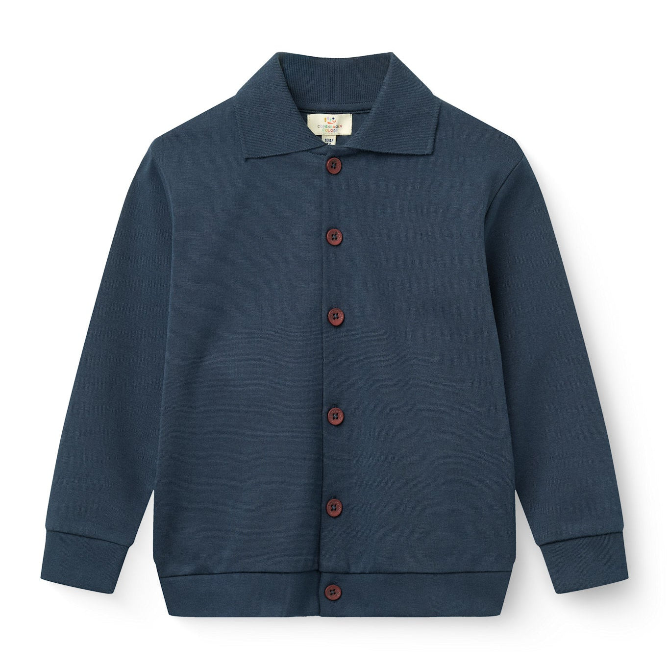 Copenhagen Colors 360 Super Stretchy High School Cardigan in Navy — stretch button cardigan for kids