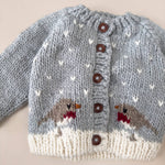 Robin Cardigan Baby Kid Winter Holiday Christmas Sweater: Bowie Grey / XS 6-12m