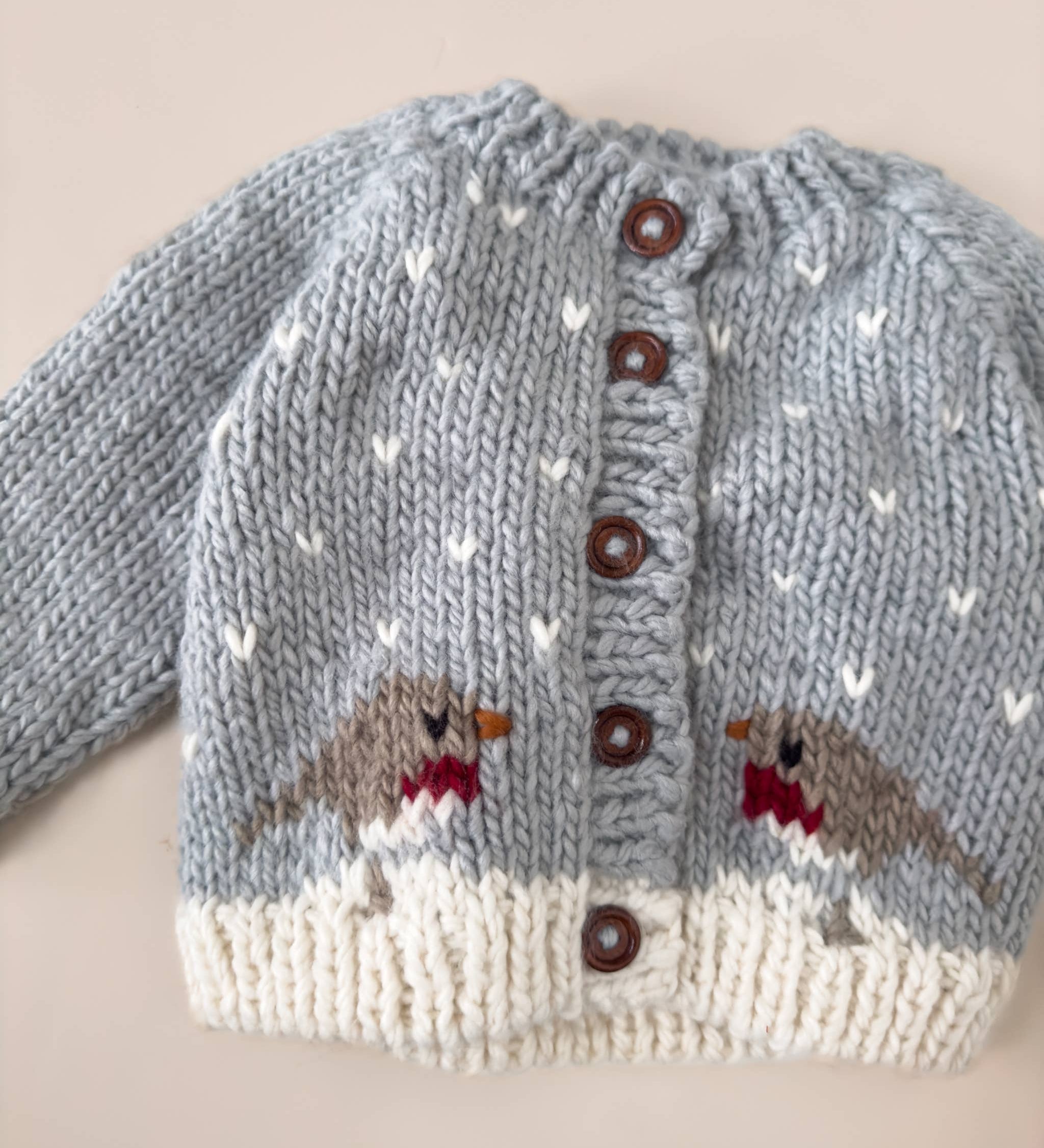 Robin Cardigan Baby Kid Winter Holiday Christmas Sweater: Bowie Grey / XS 6-12m