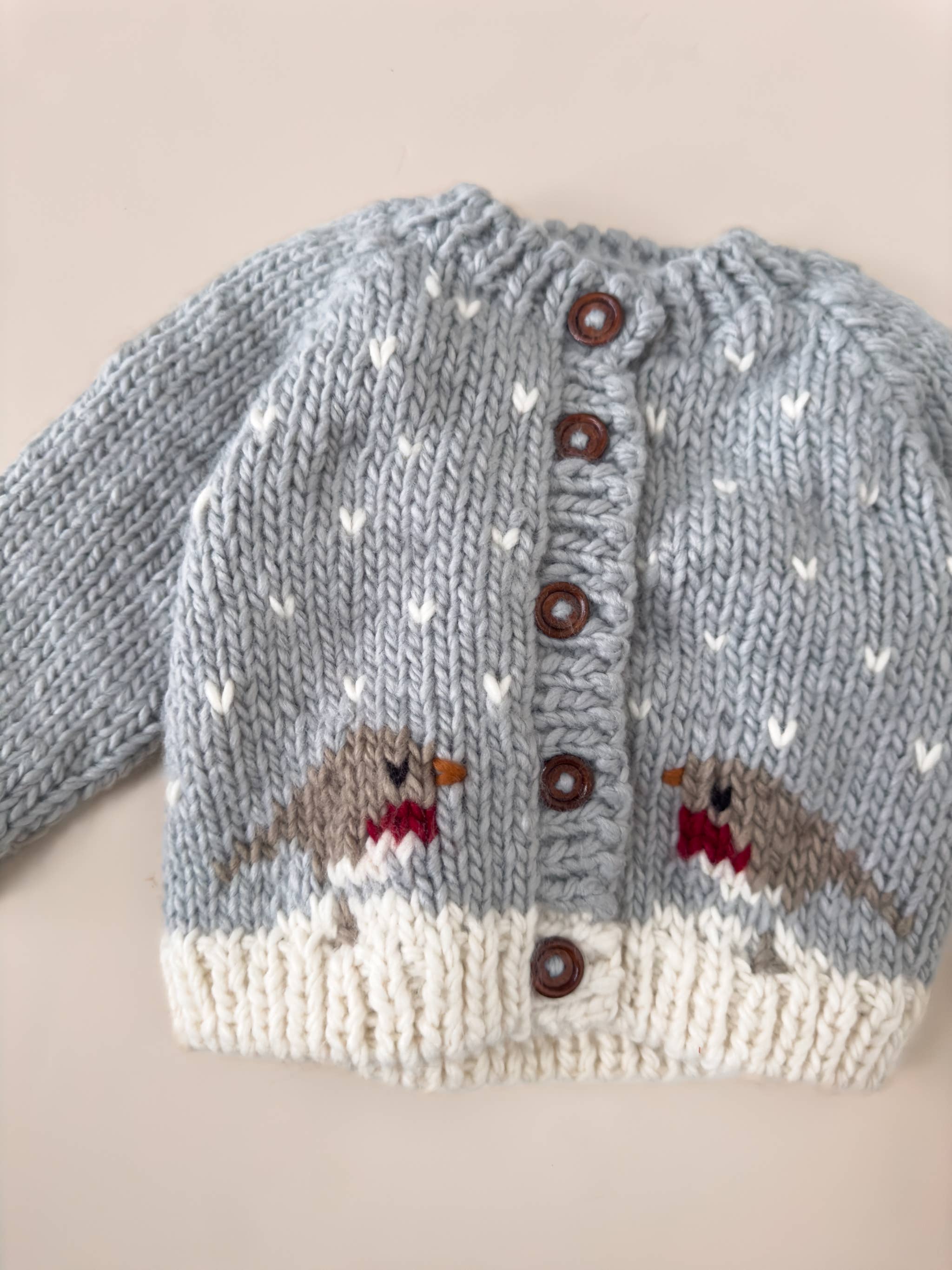 Robin Cardigan Baby Kid Winter Holiday Christmas Sweater: Bowie Grey / XS 6-12m