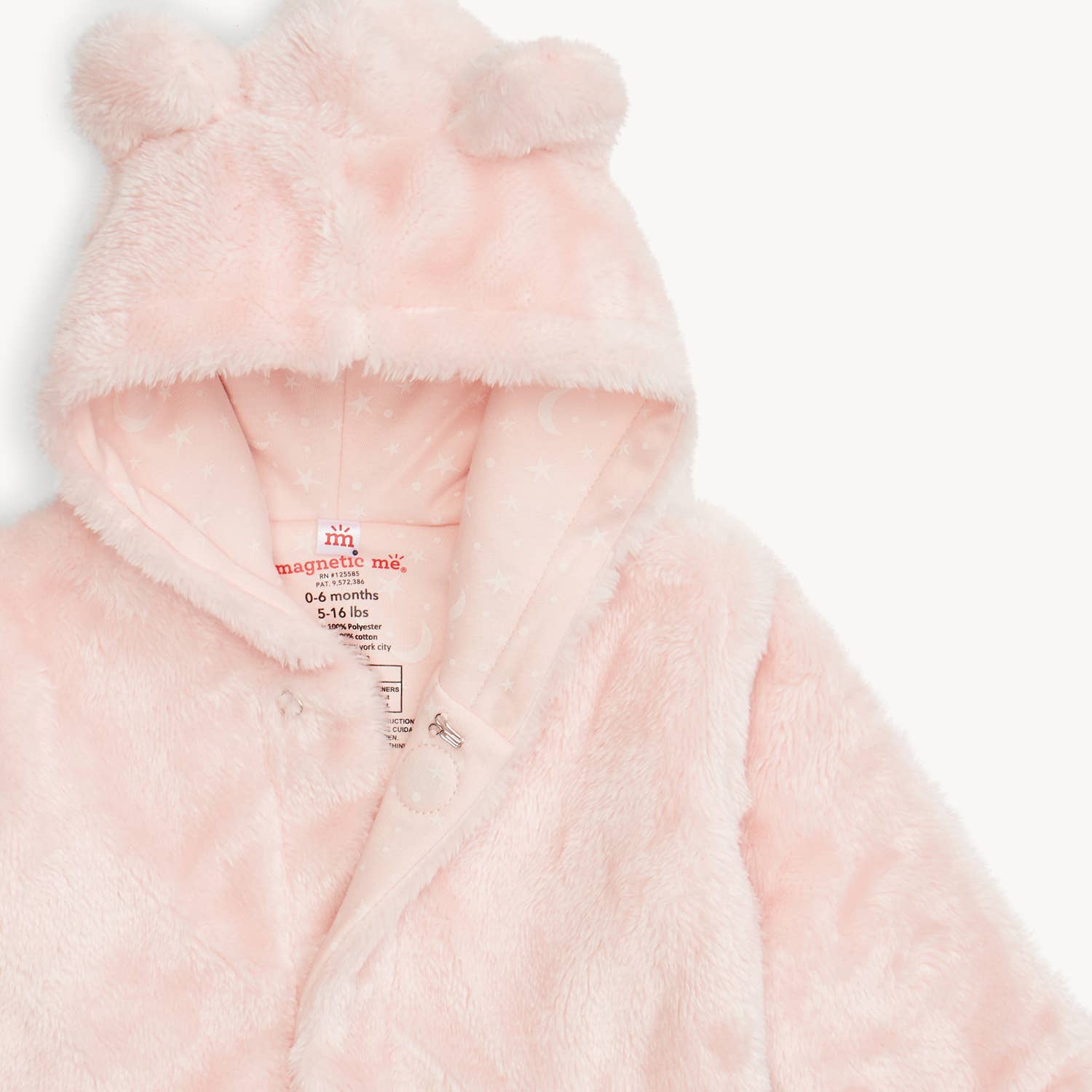 PINK BLOSSOM MINKY MAGNETIC BEAR JACKET SOFT PLUSH INFANT TODDLER OUTERWEAR