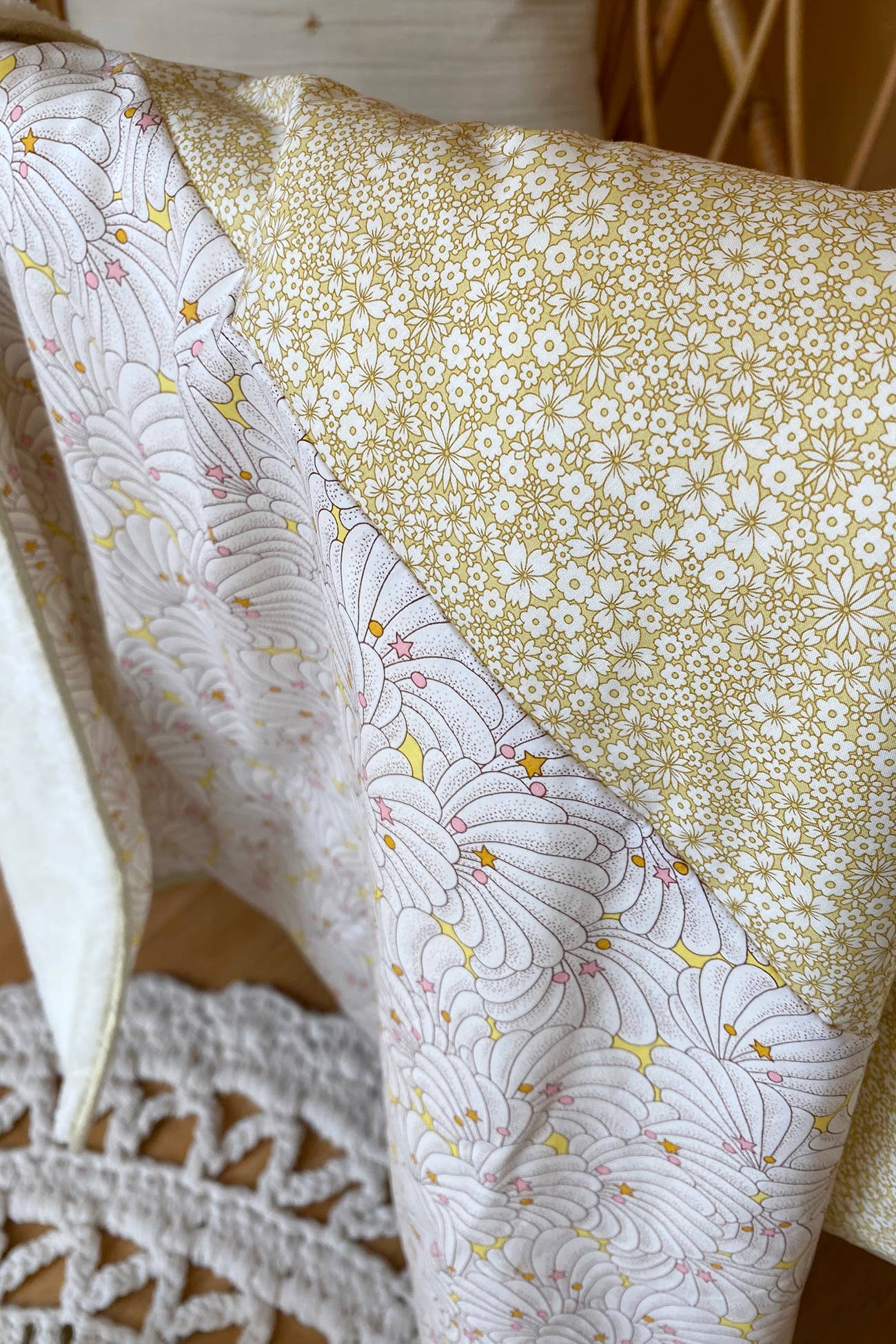 Baby blanket Liberty® fabric and fleece: Andréa