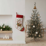 Reindeer w/Wreath Embroidered Stocking