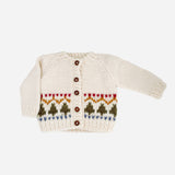 Holiday Tree Fair Isle Cardigan Kids Baby Sweater Winter: XS; 6-12M