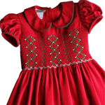 Christmas Time Girl's Hand Smocked Dress