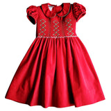 Christmas Time Girl's Hand Smocked Dress