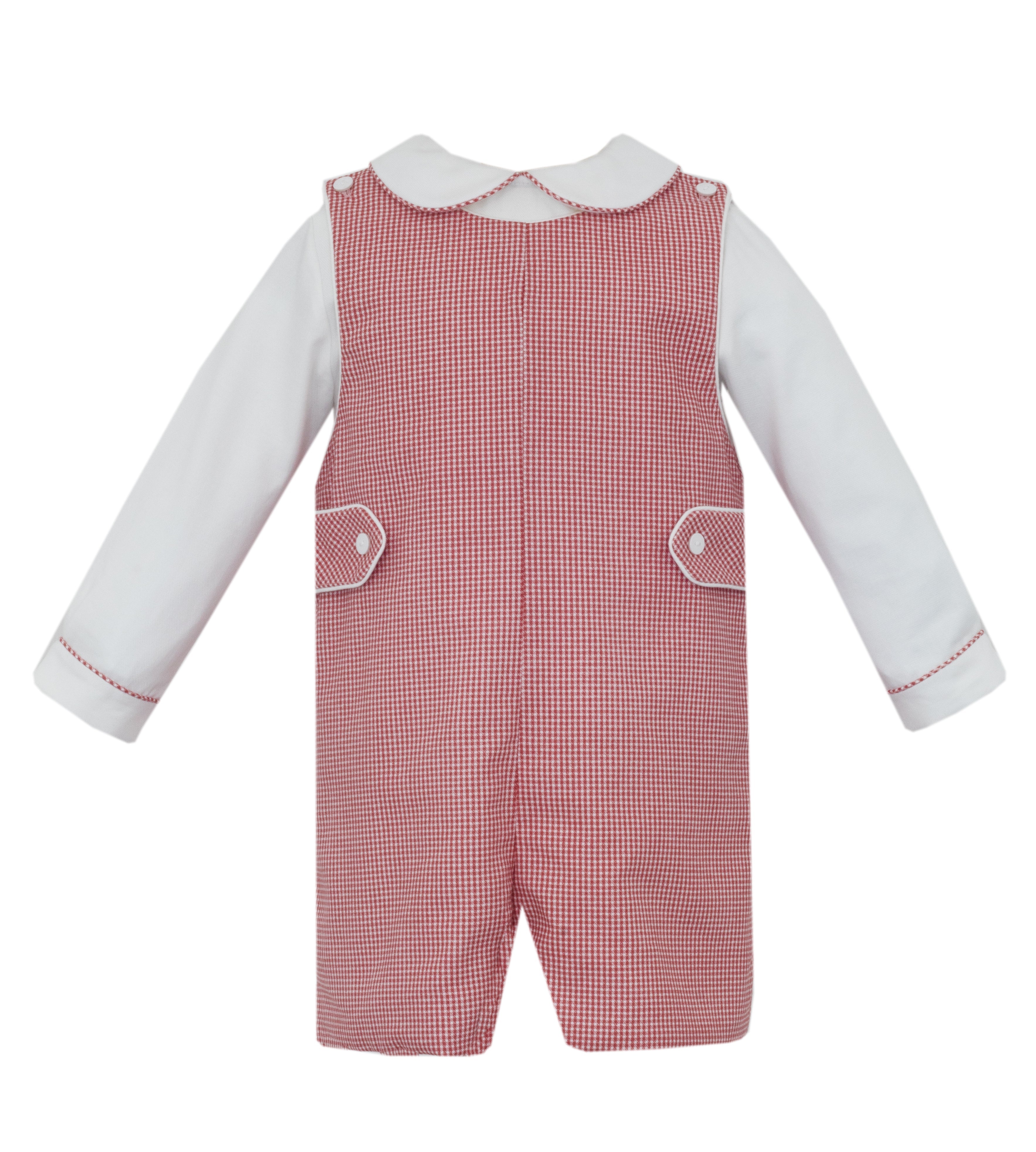 Claire & Charlie Red Gingham Boy's Short Jon Jon with Shirt Set