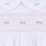 Grace and George White Pink Smocked Collared L/S Girl Bubble