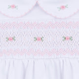 Grace and George White Pink Smocked Collared L/S Girl Bubble