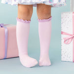 Little Stocking Co. Lilac Lace Top Knee High Socks, view 2