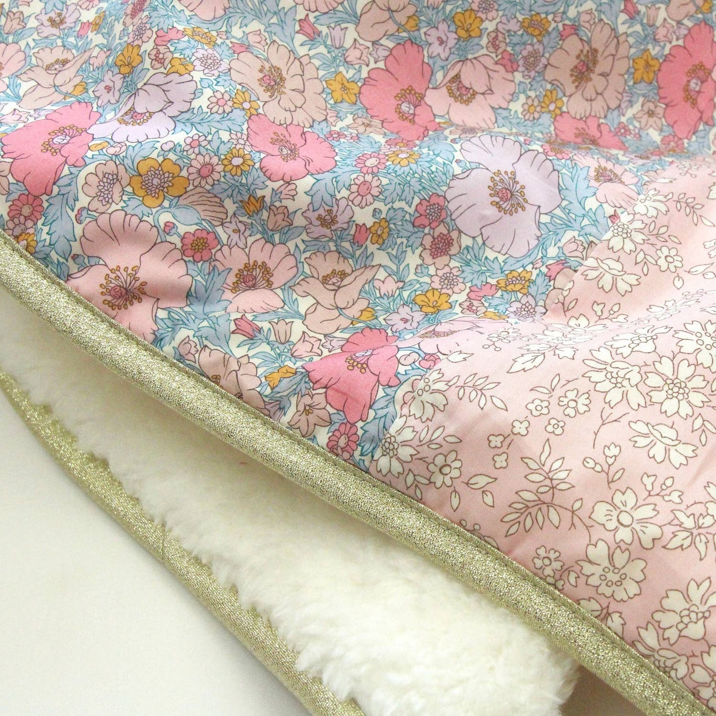 Liberty® fabric and fleece baby blanket: Andrea