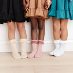 White Lace Trim Midi Sock - 3-Pack