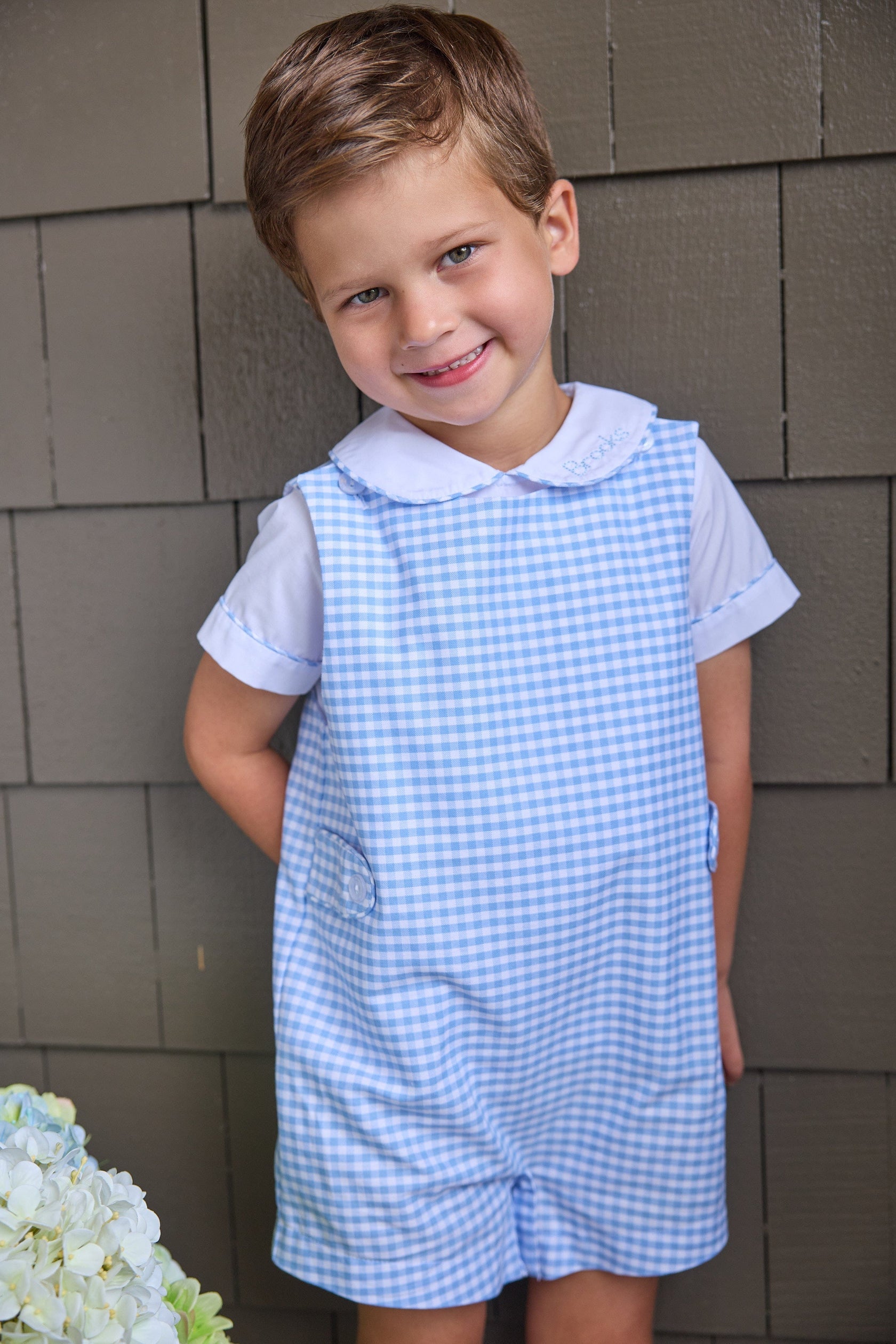 Vintage Button Tab John John Set - Mayfair Gingham