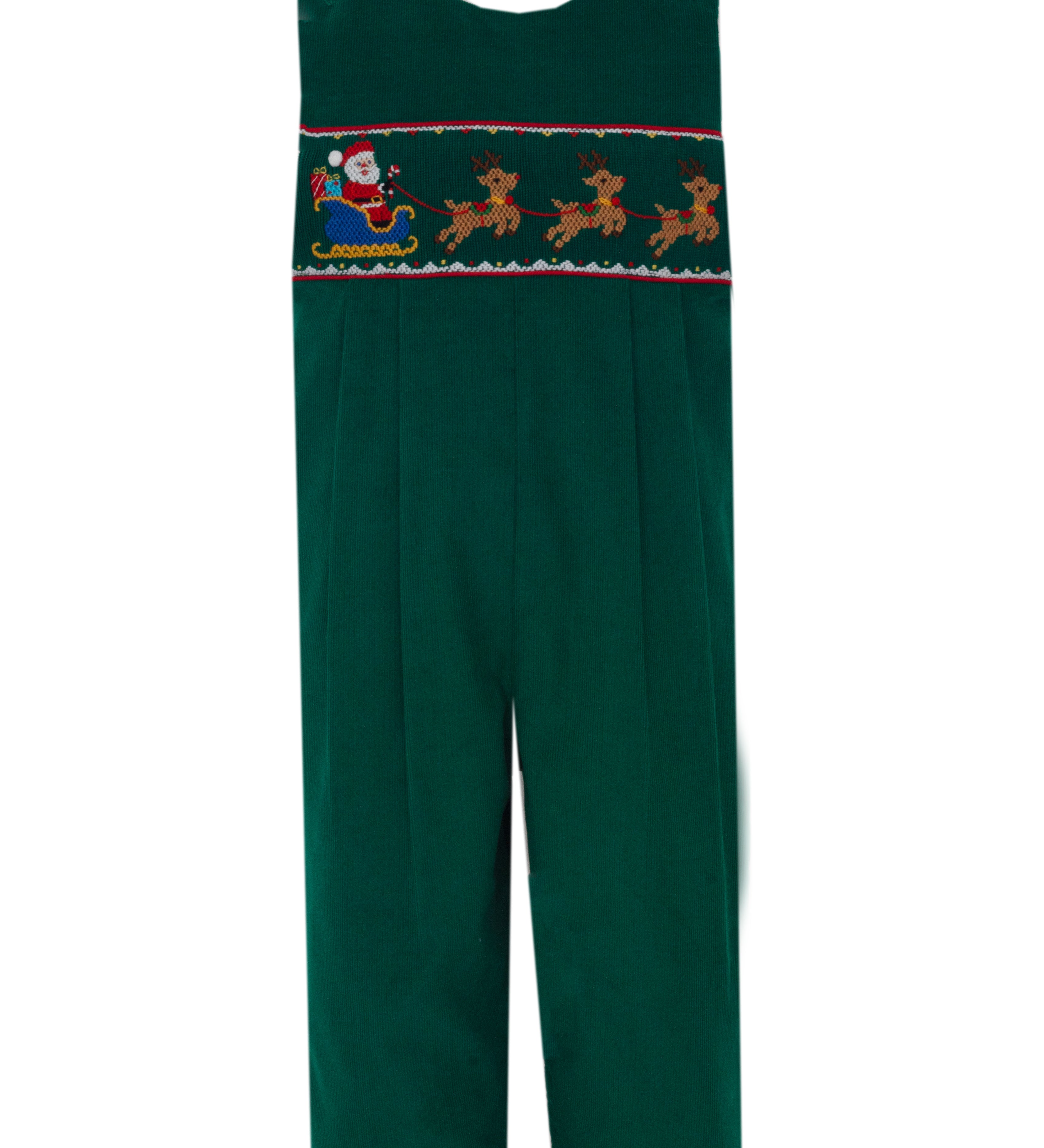 Anavini Santa Sleigh green corduroy boys long jon jon
