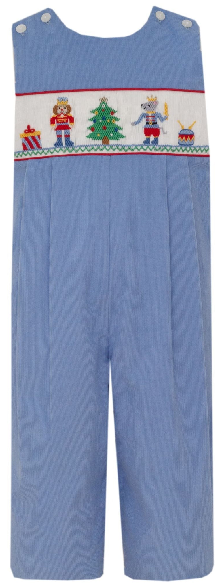 Anavini Nutcracker periwinkle corduroy smocked boys long jon jon