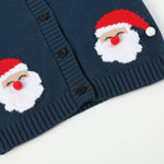 Navy Blue Christmas Santa Knit Cardigan