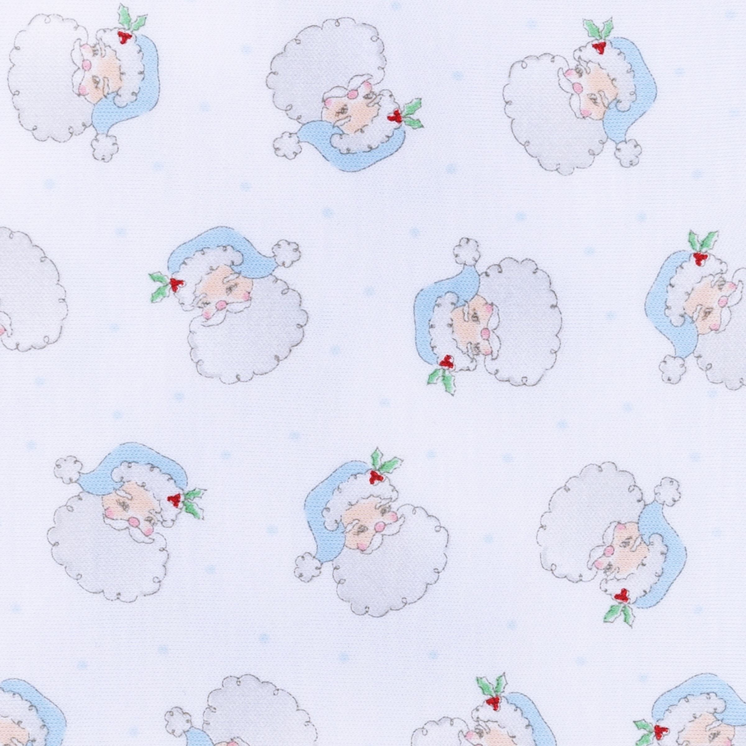 Santa Baby Light Blue Printed Zipper Footie