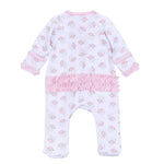 Santa Baby Pink Printed Ruffle Zipper Footie