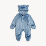 WINTER SKY MINKY BEAR FOOTIE PLUSH BABY SLEEPER ONESIE PAJAMAS SOFT ONE-PIECE