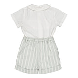 Kidiwi Benoit Smocked Boy Set - Mint Stripe
