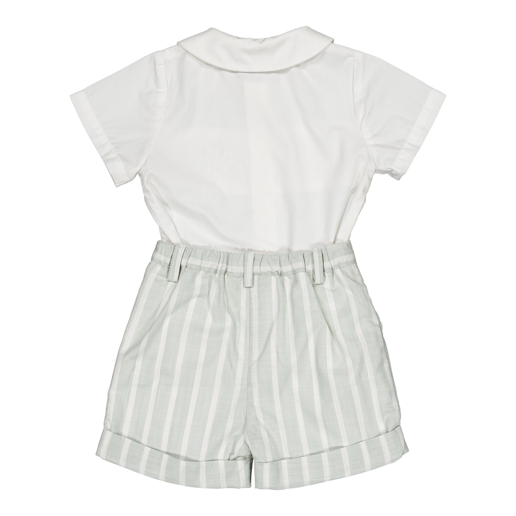 Kidiwi Benoit Smocked Boy Set - Mint Stripe