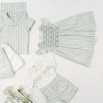 Kidiwi Benoit Smocked Boy Set - Mint Stripe