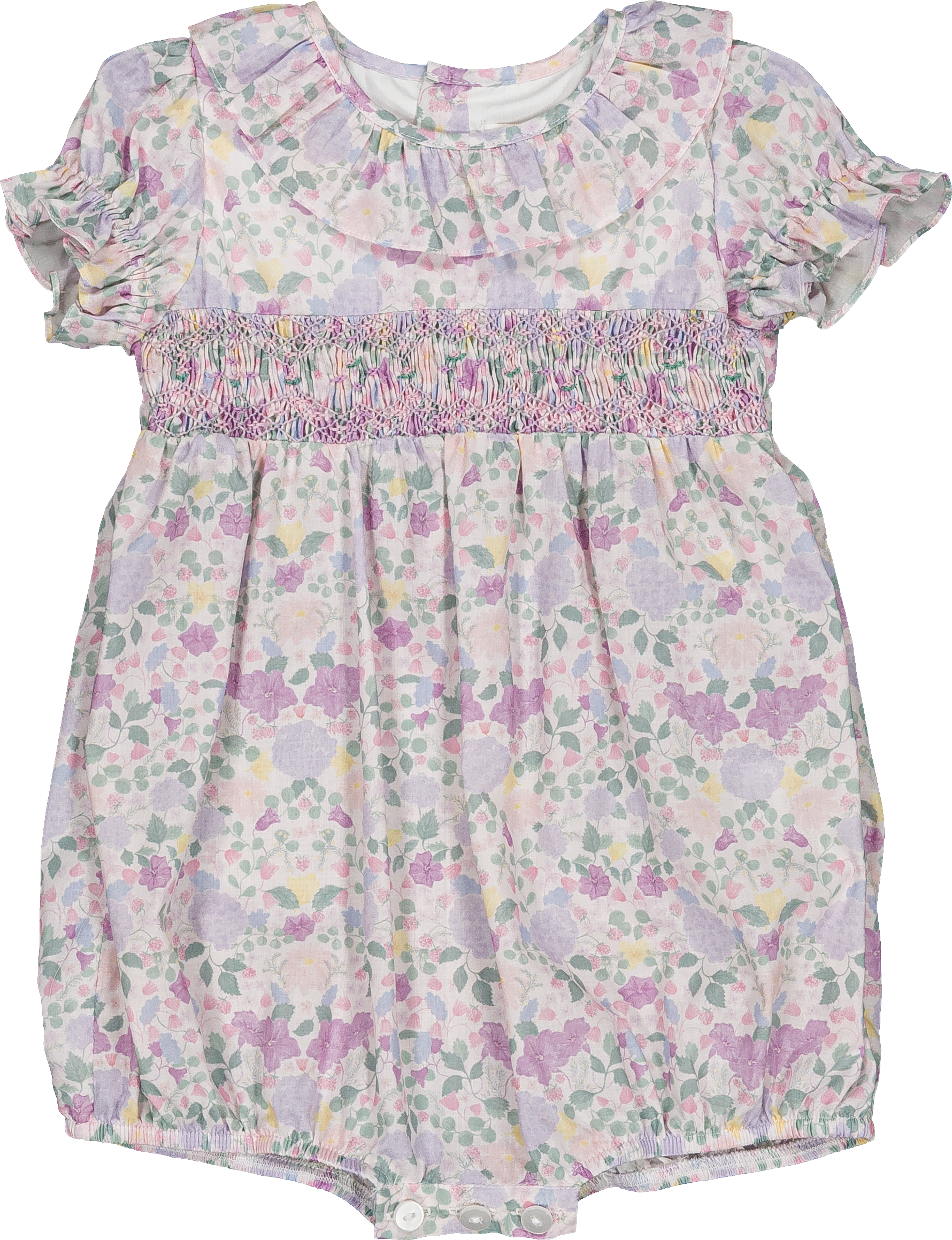 Kidiwi Anthéa MC Smocked Romper - Lilac & Pink