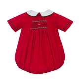 Anavini ETHAN red corduroy baby boy bubble, short sleeve