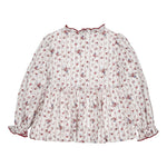 Dolores Smocked Blouse in Burgundy Floral, back