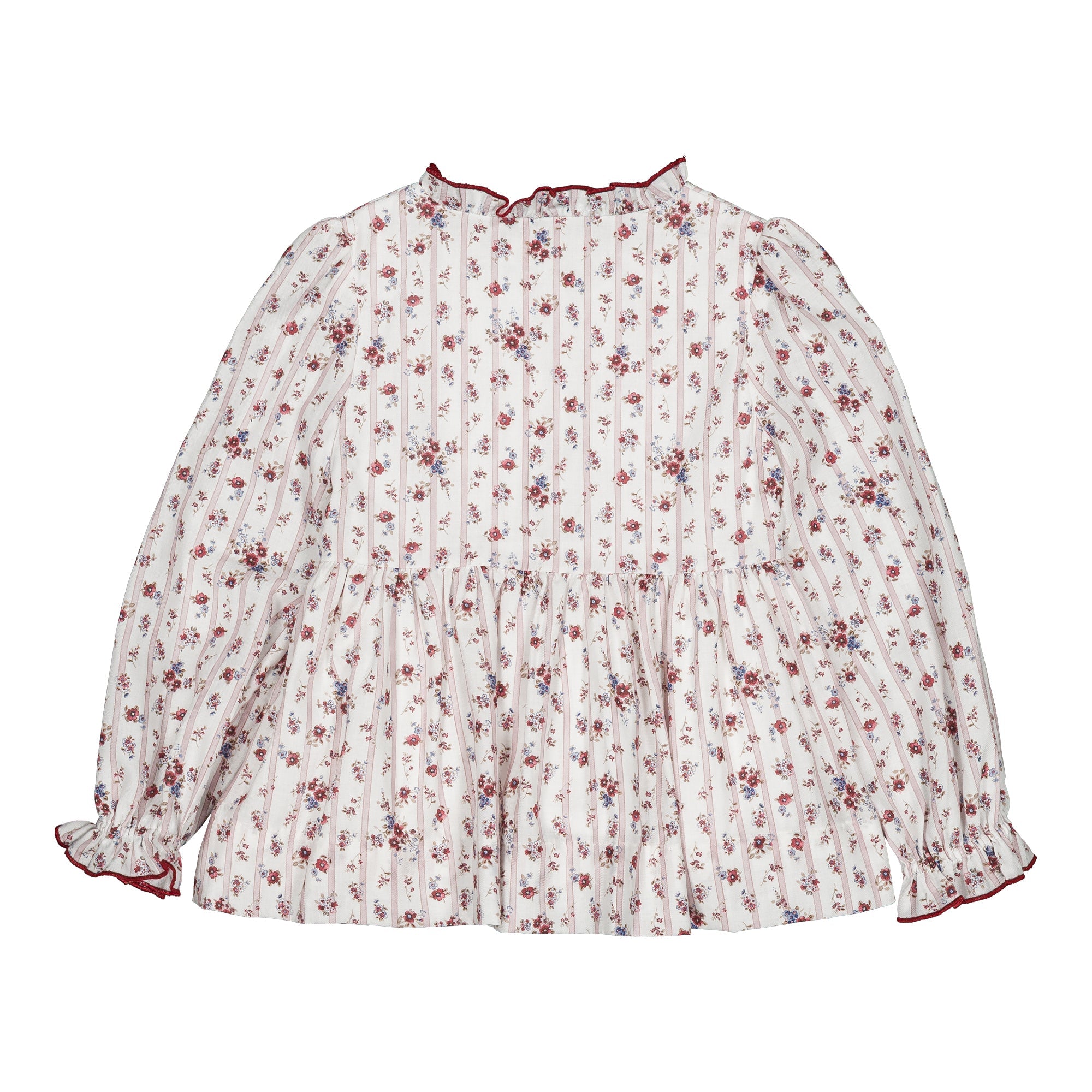 Dolores Smocked Blouse in Burgundy Floral, back