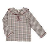 Kidiwi Eustache boy shirt in navy and burgundy check